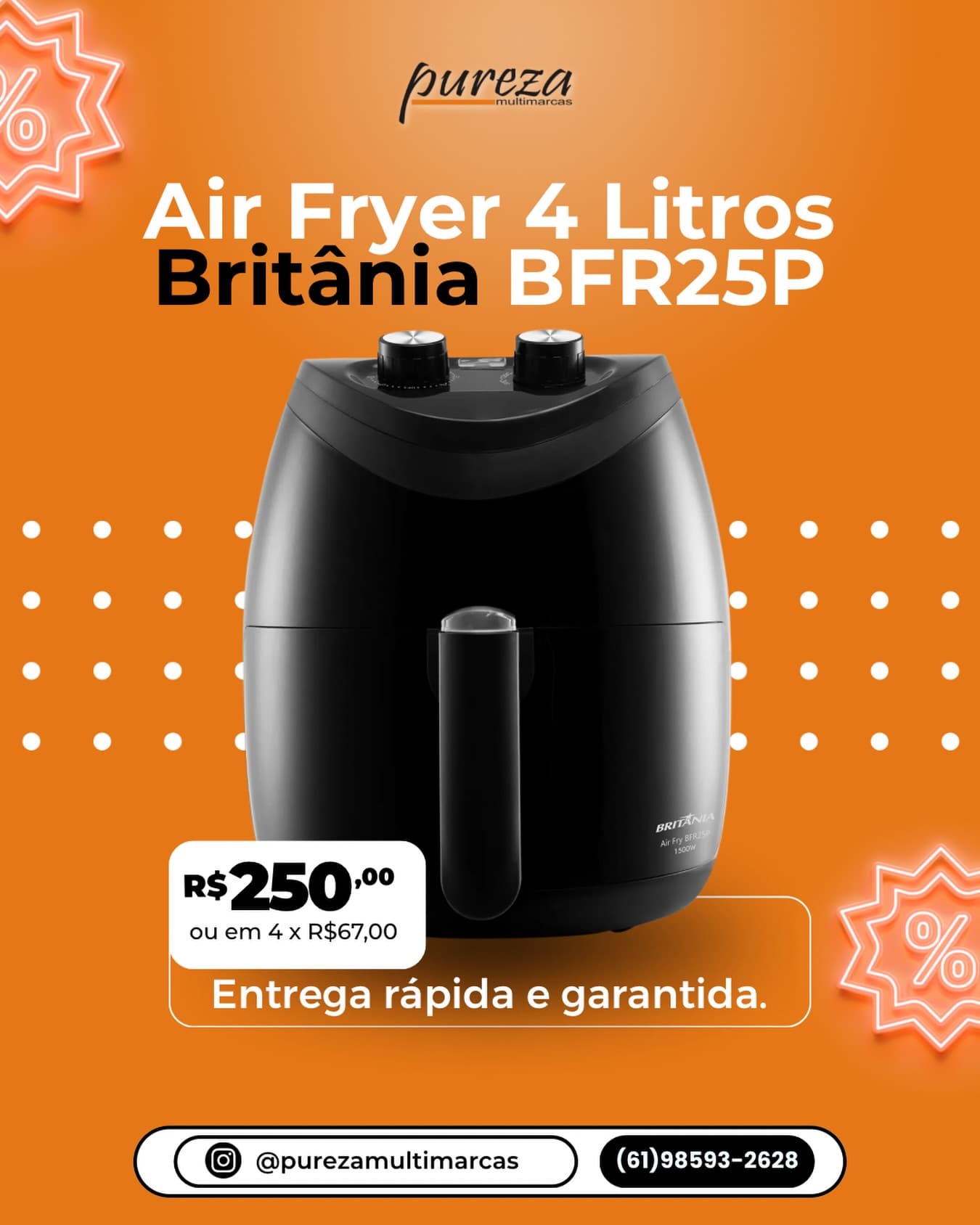 Air Fryer 4 Litros Britânia BFR25P